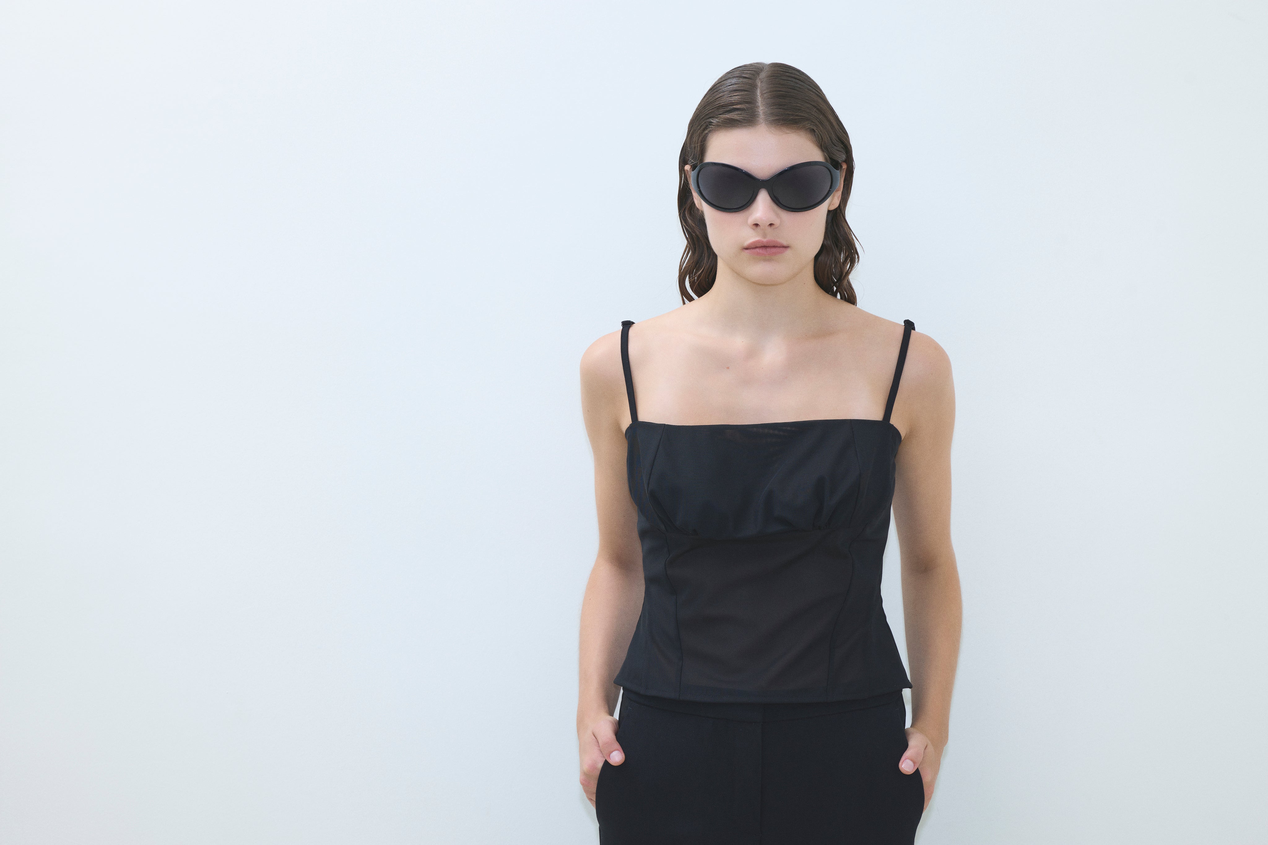 TULLE BUSTIER WITH DRAPED BUST LINE