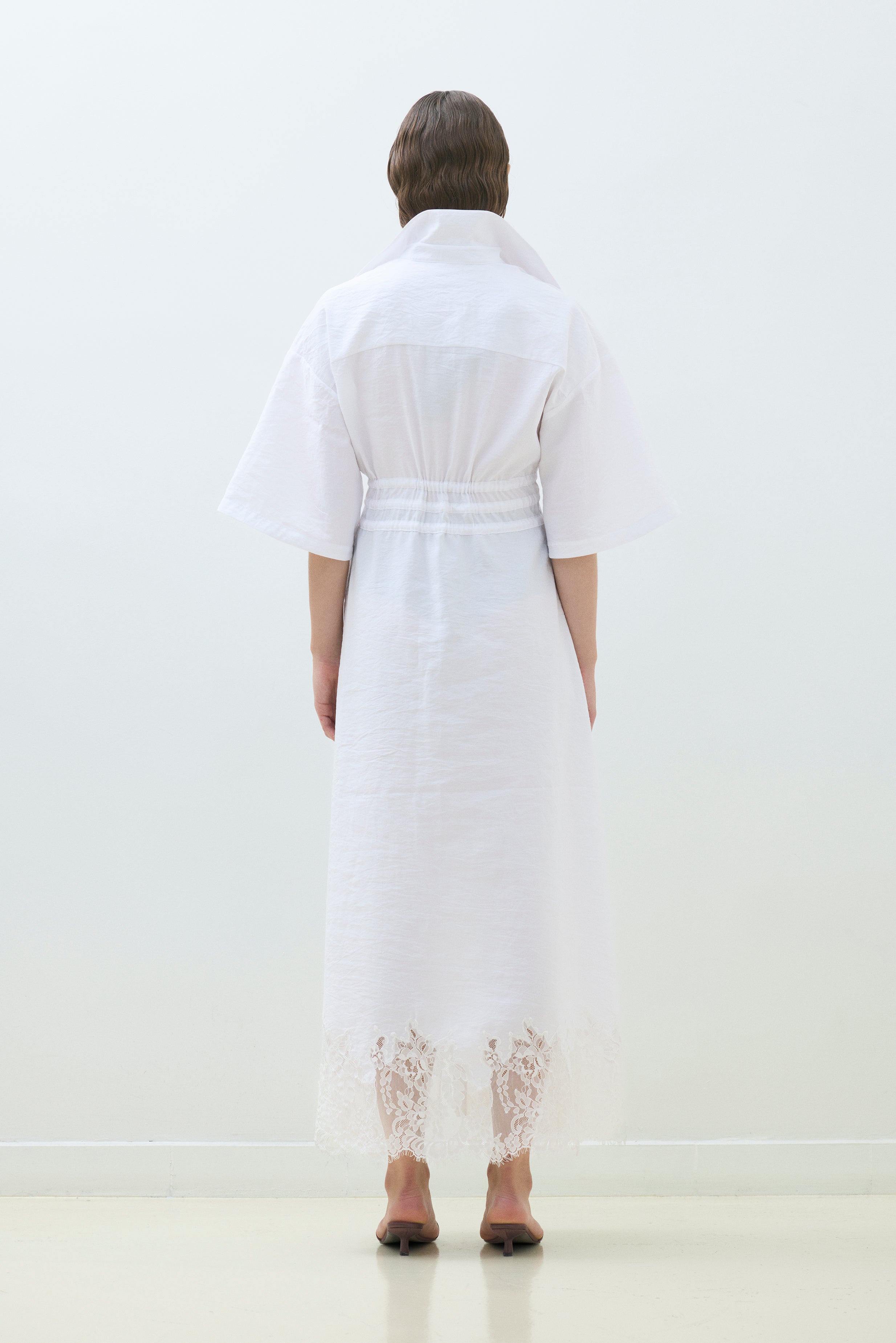 LACE HEM SHIRT DRESS