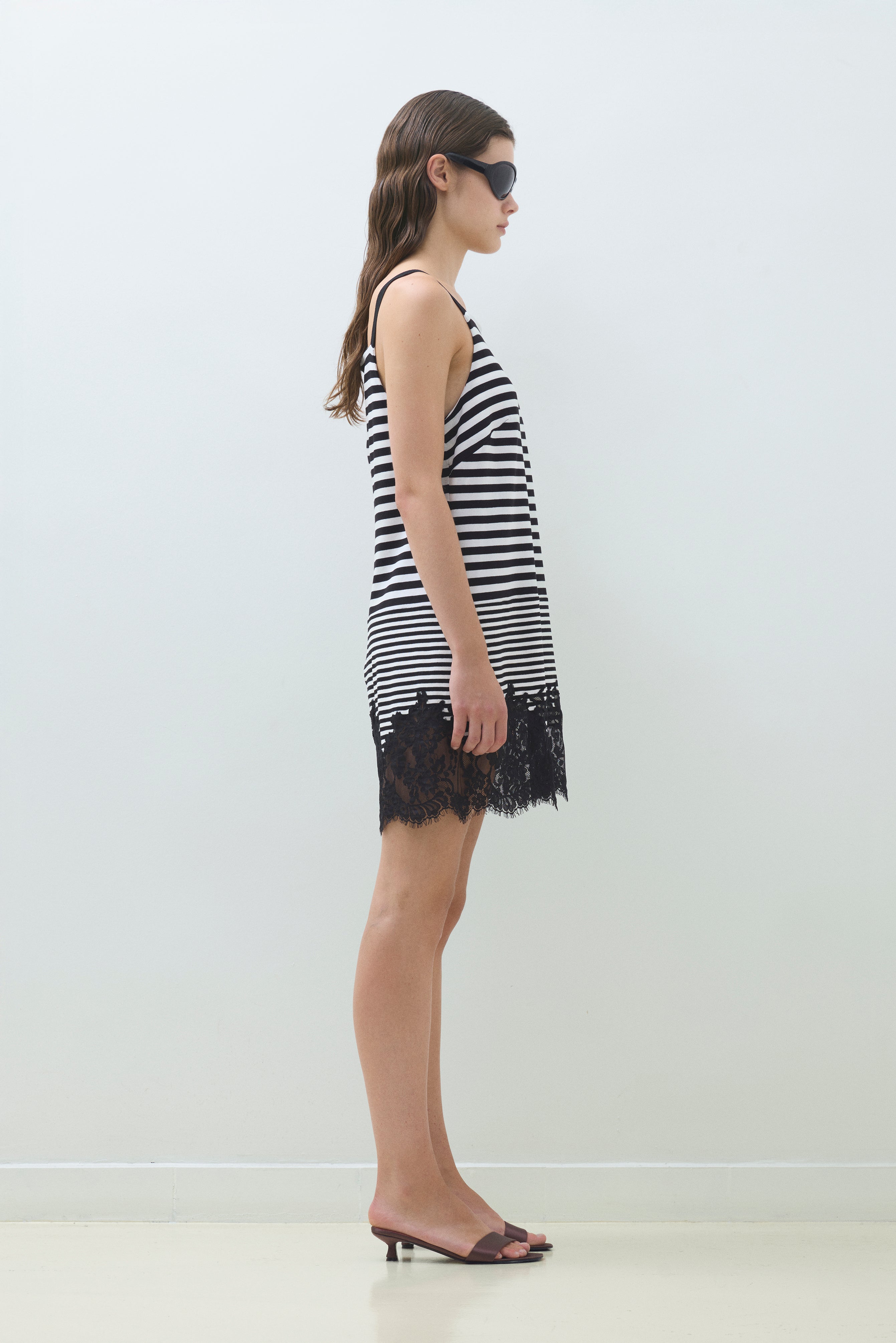 LACE HEM JERSEY DRESS