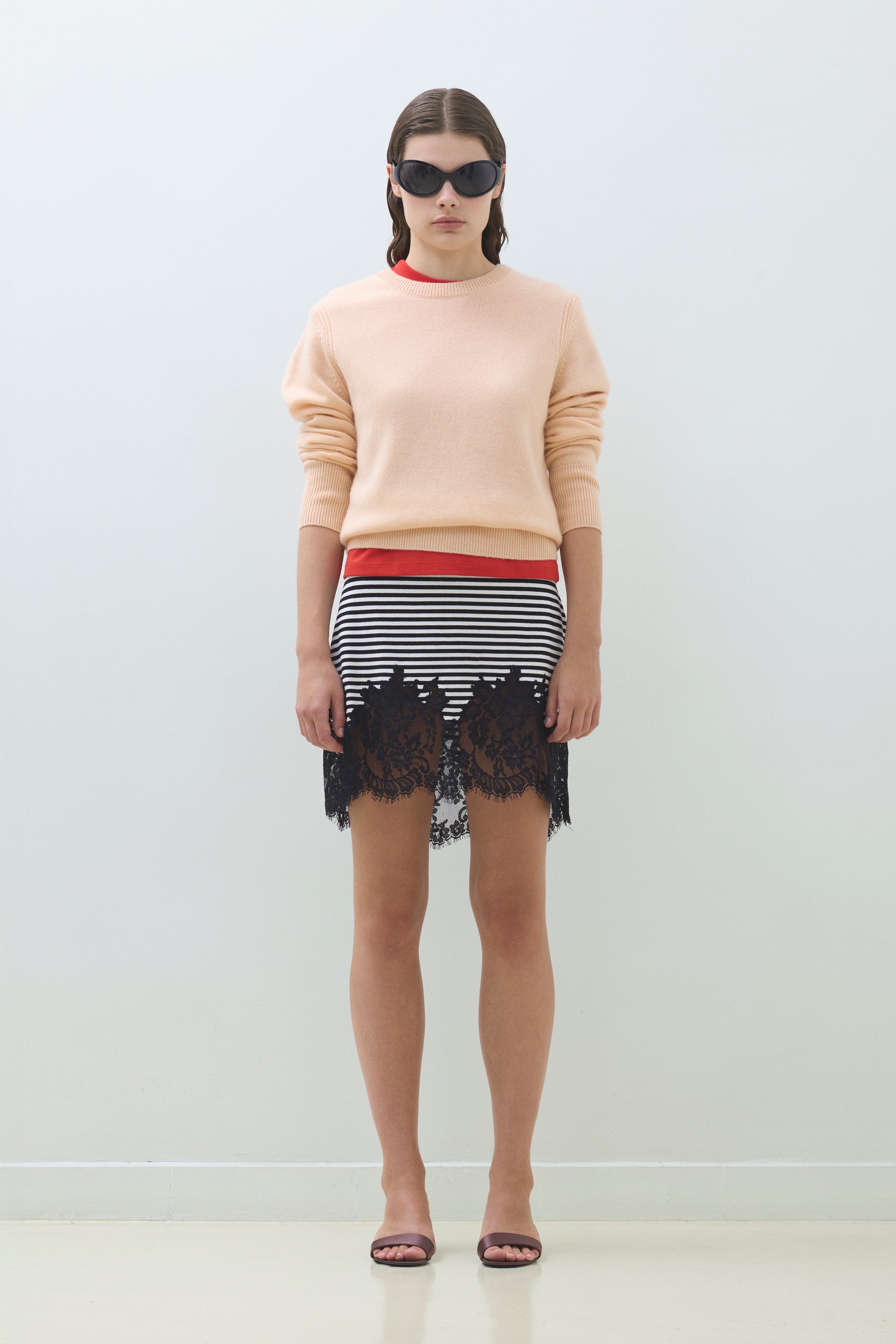 LACE HEM JERSEY SKIRT