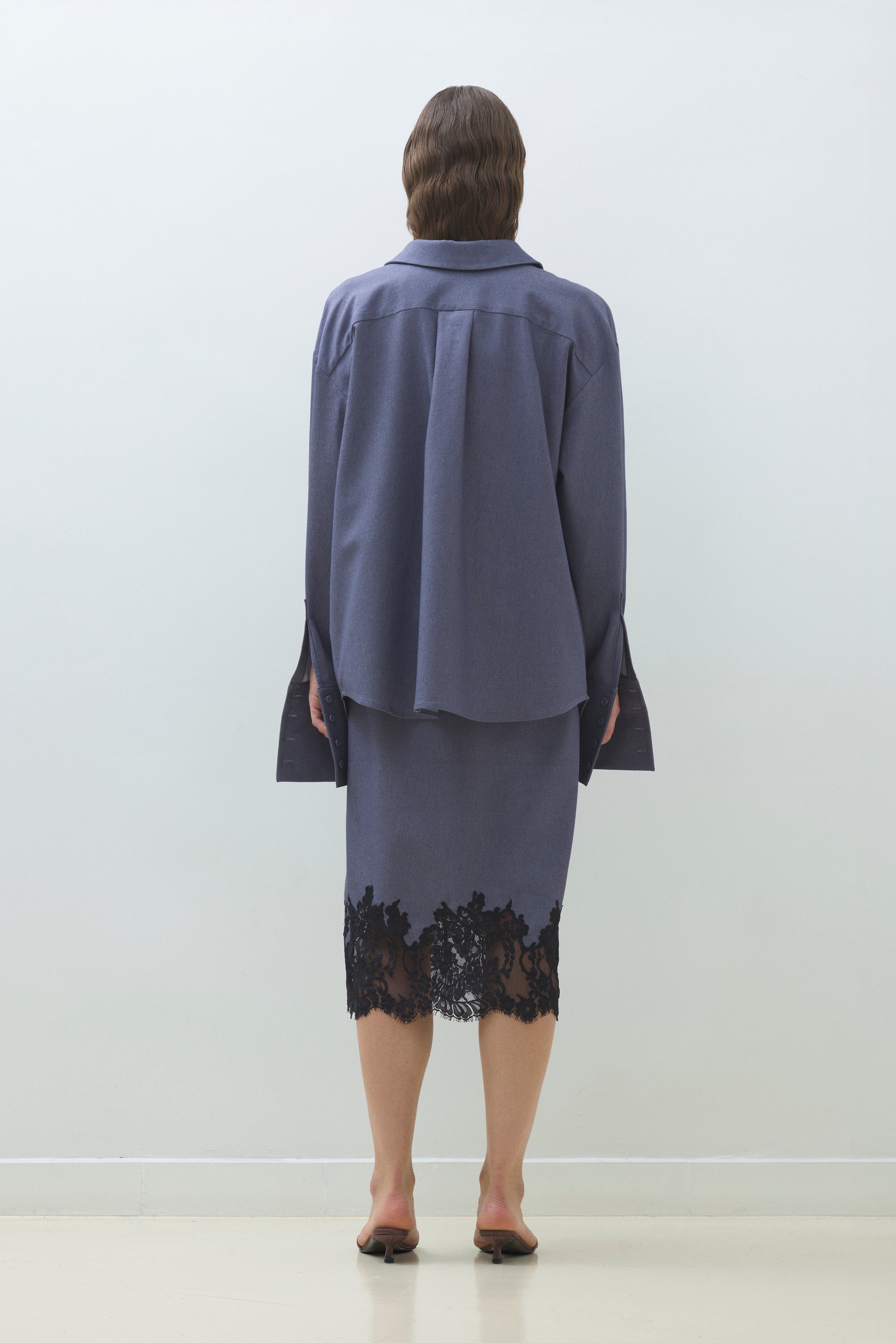LACE HEM SKIRT WITH ELASTIC WAISTBAND