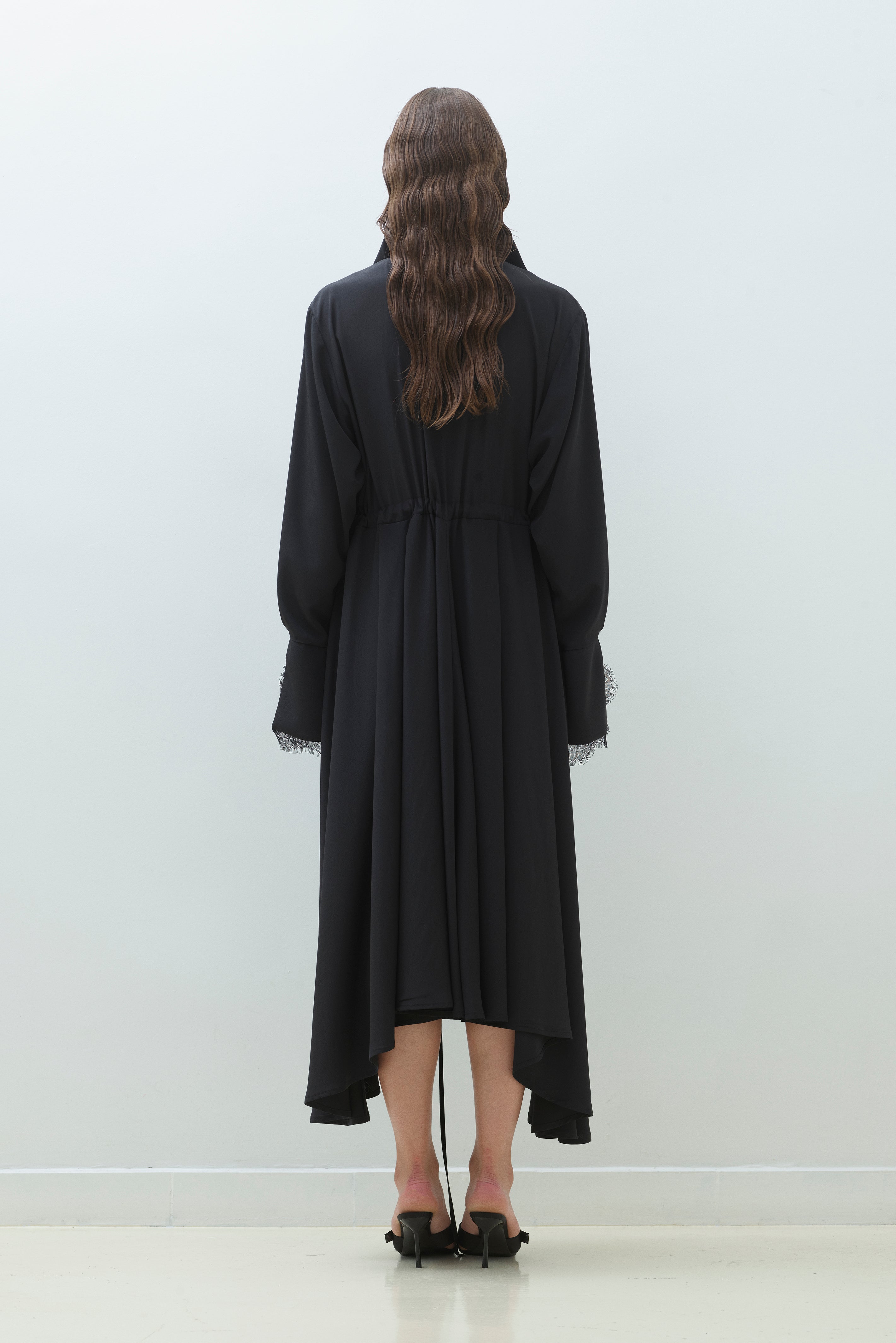 LACE TRIM MAXI DRESS WITH DRAWSTRING
