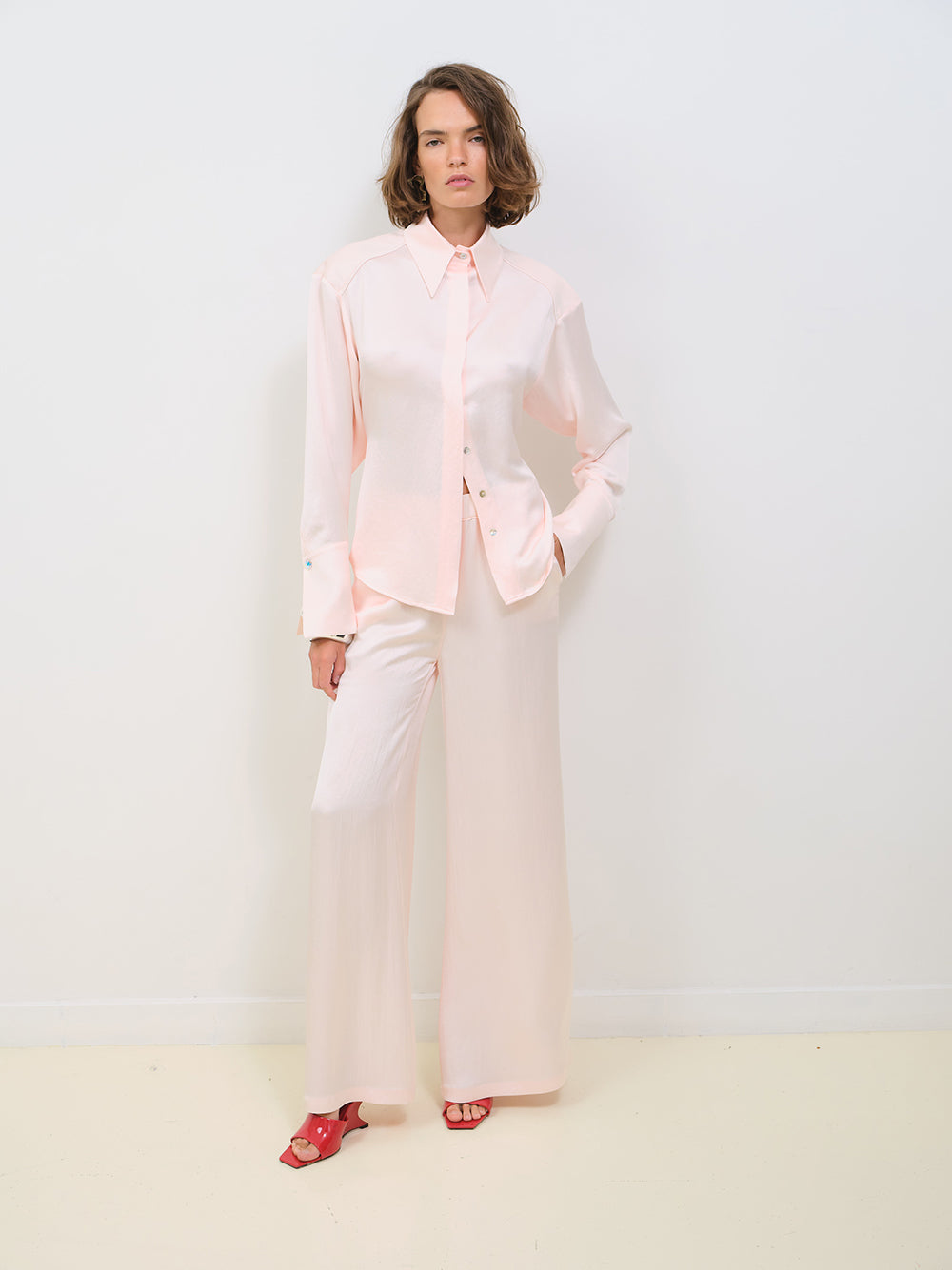 SATIN LOOSE PANTS WITH ELASTIC WAISTBAND