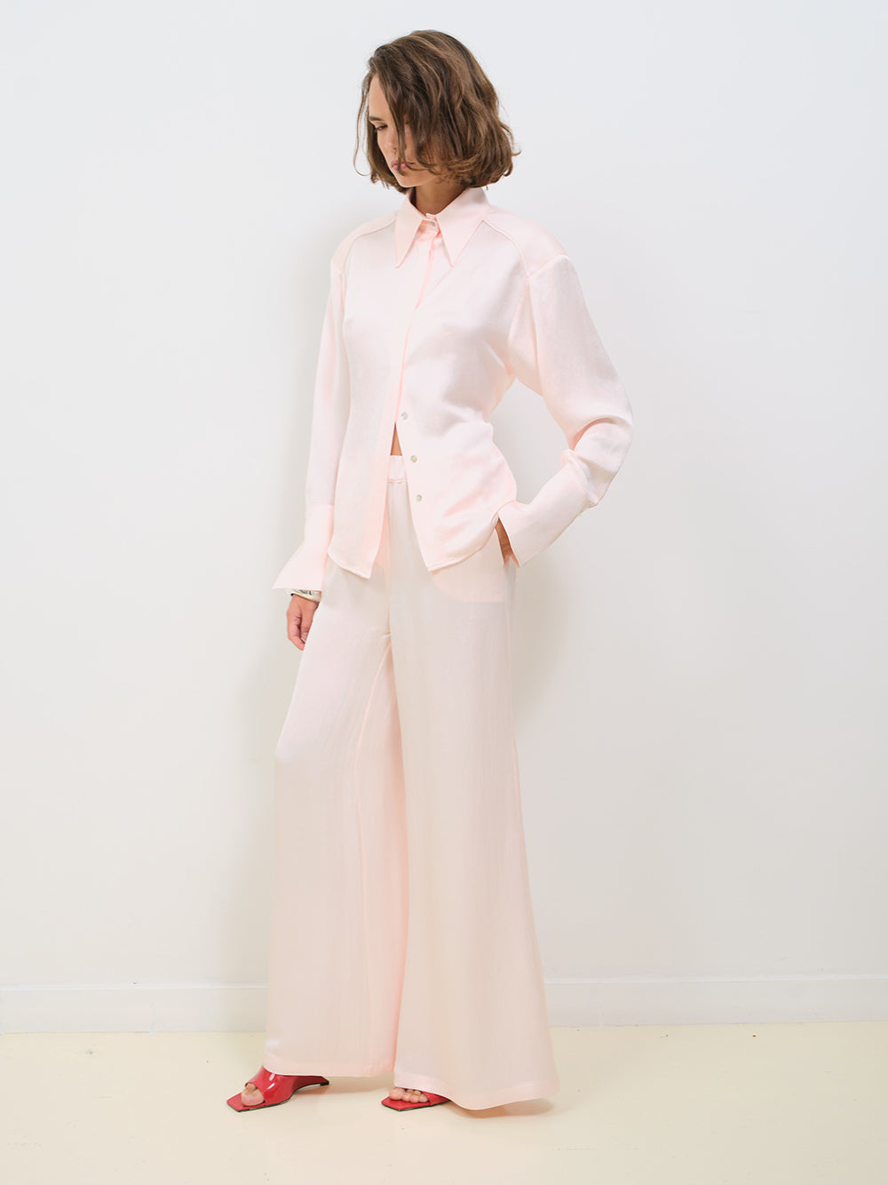 SATIN LOOSE PANTS WITH ELASTIC WAISTBAND
